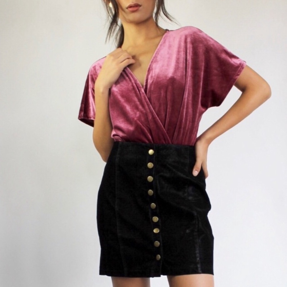NWT Bishop + Young Black Button Up Mini Skirt
